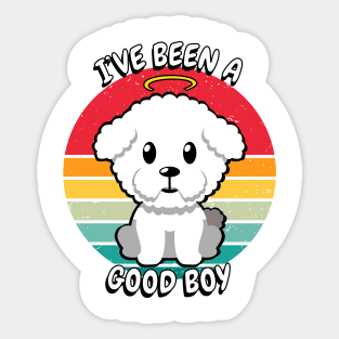 Cute furry dog is a good boy Sticker